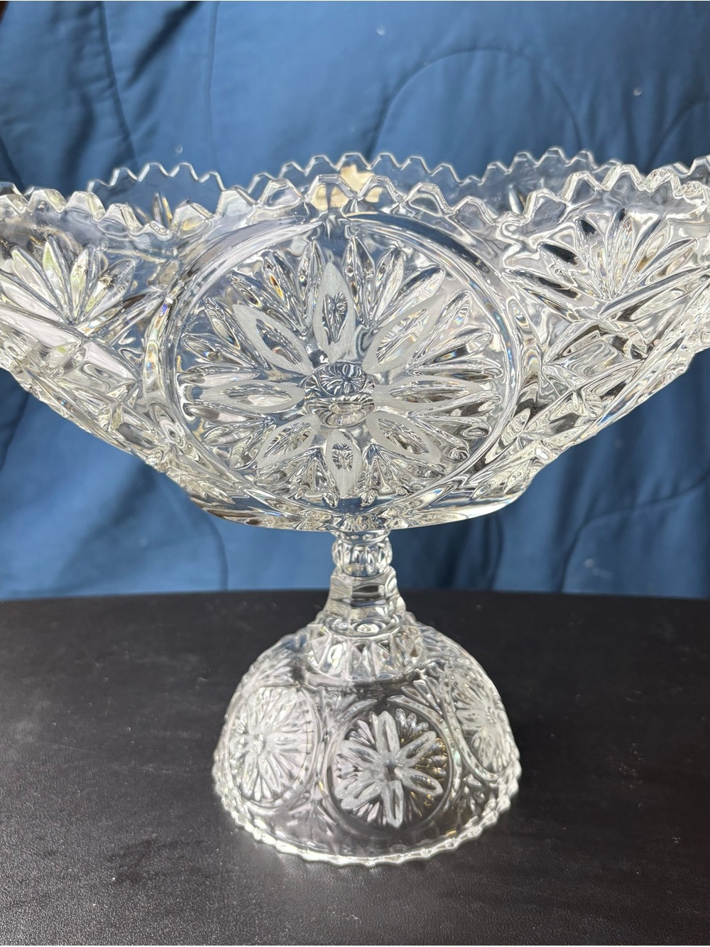 Pressed Glass Pedestal Compote Bowl - Clear